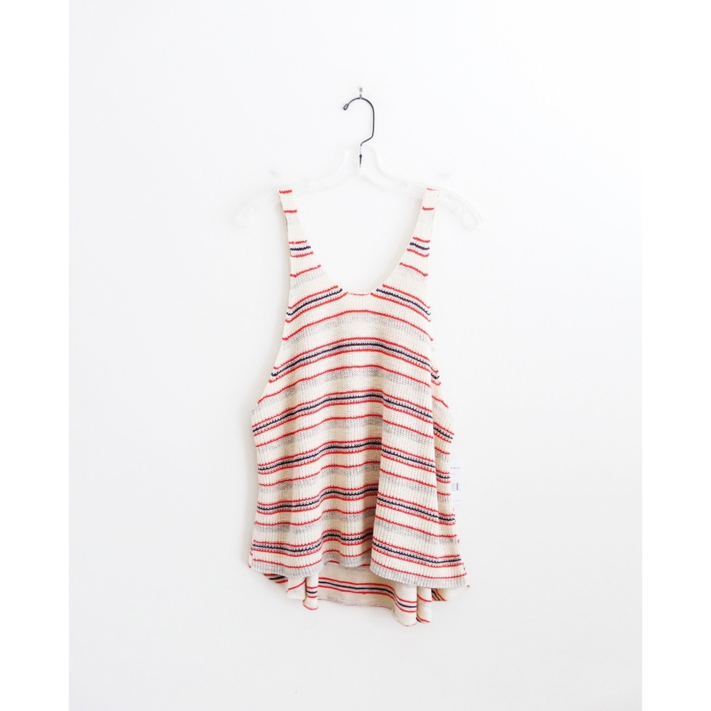 Free People Ivory Striped Oversized Tank sz S NWT - Picture 1 of 4
